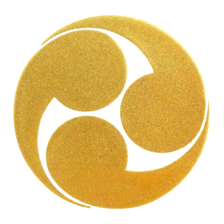 蒔絵「土方歳三」家紋シール｜左三つ巴（ひだりみつどもえ）・「新選組」シリーズ・和グッズ・京蒔絵・京都全