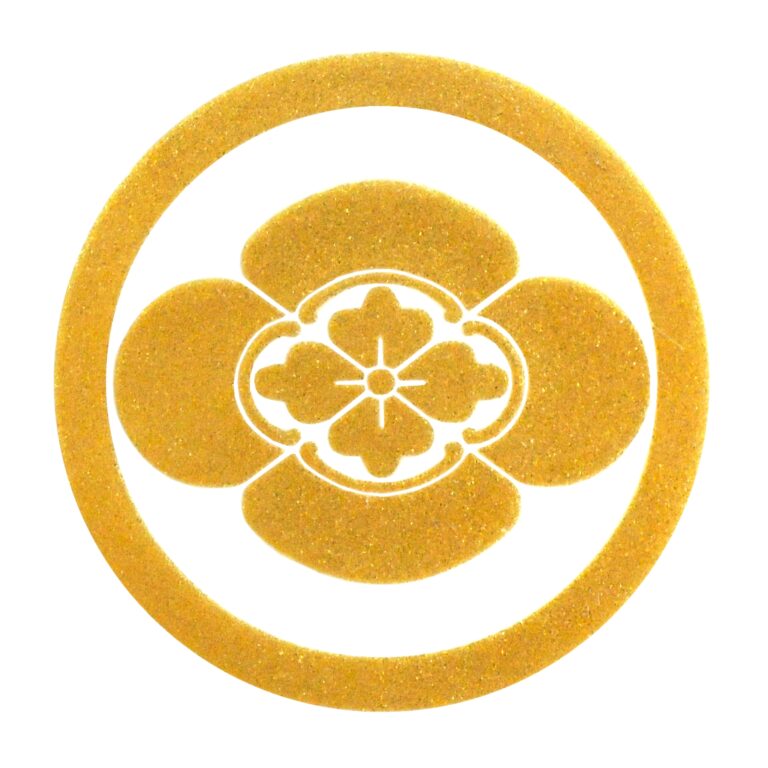 蒔絵「沖田総司」家紋シール｜丸に木瓜（まるにもっこう）・「新選組」シリーズ・和グッズ・京蒔絵・京都全