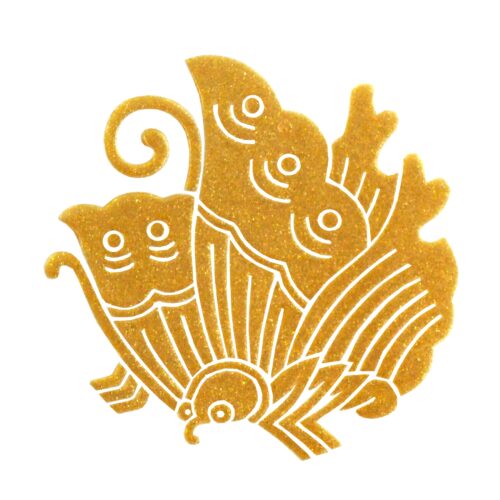 蒔絵「坂本龍馬」家紋シール｜組み合わせ角に桔梗・幕末シリーズ・和グッズ・京蒔絵・京都全