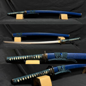 竹光模造刀　青石目・紺糸仕様　打刀・竹光小道具・模造刀日本刀