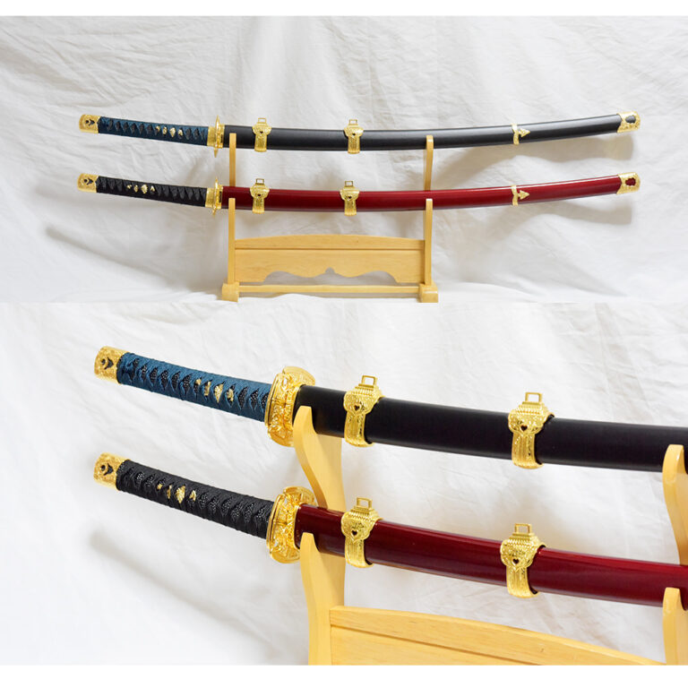 竹光模造刀 黒金太刀・赤金太刀 足金物（渡り巻きナシ）本格時代劇小道具（竹光）